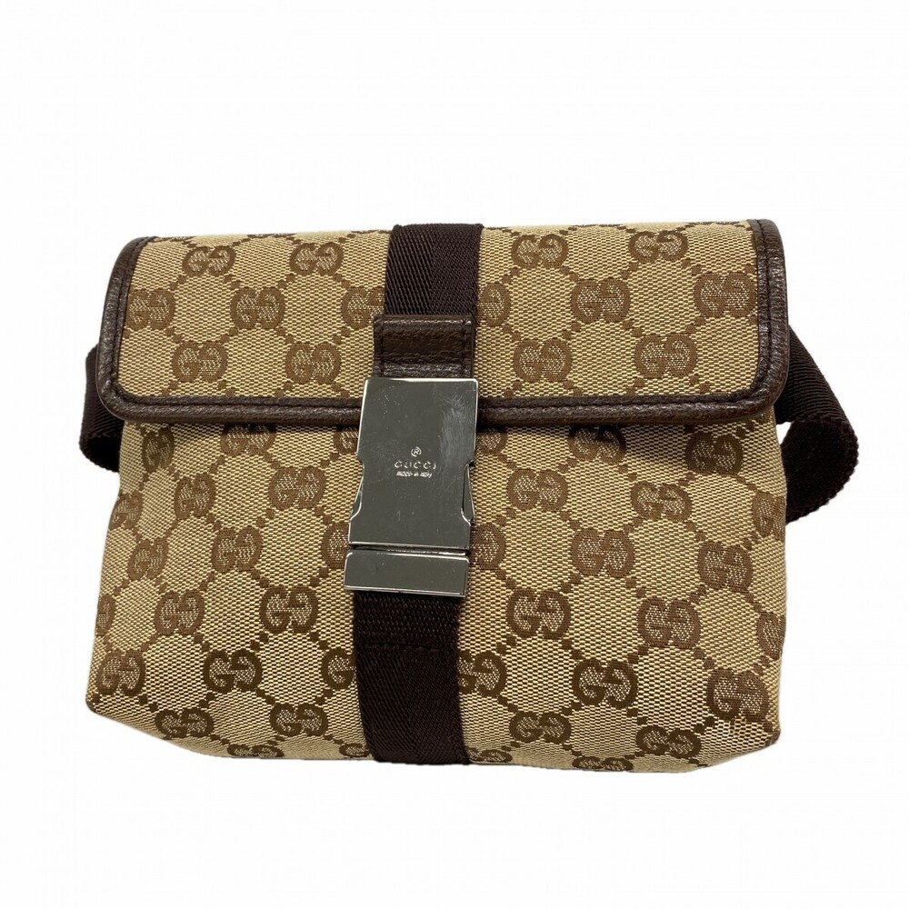 Gucci Waist Bag GG Canvas Brown Silver Hardware